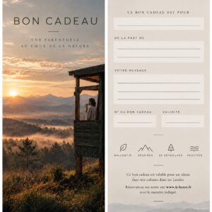 Bon cadeau K-HUTES pour un séjour en cabane dans les Landes